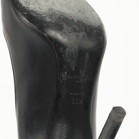 Saint Laurent Black Leather Pointed-Toe Pumps - Picture 5 of 9